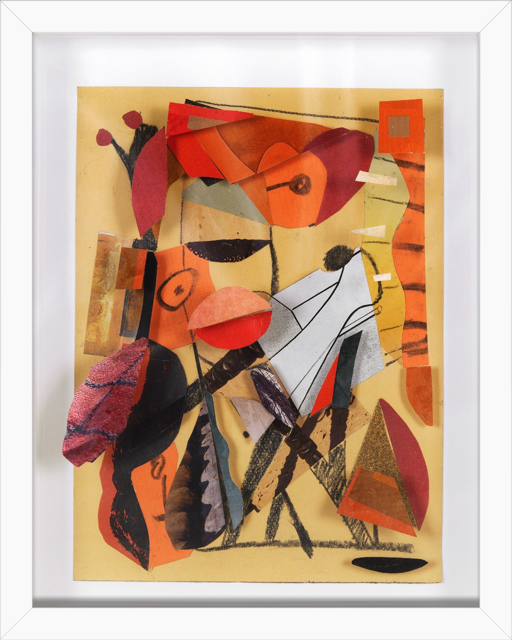 Interiority #2 . relief collage: sandpaper, paper collage and drawing on 3 ply plexiglass . 15 x 12 x 3 in. framed . 2021