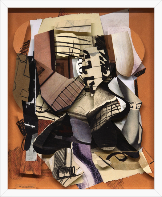 Music for Pangolines . relief collage: paper collage and drawing on 3 ply plexiglass . 18.75 x 15 x 3 in. framed . 2021
