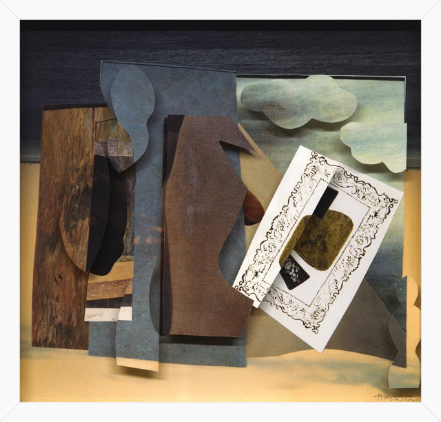 Tea with Paul Bowles . paper on 2 ply plexiglass . 16 x 19.75 inches . 2022