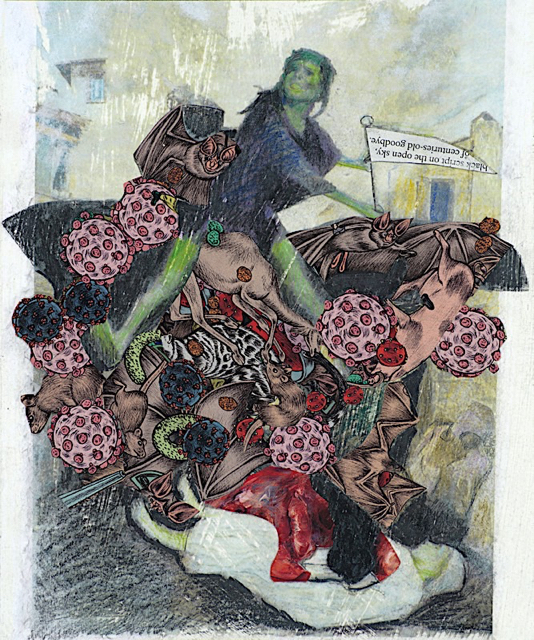 The Consequences of Being a Carnivore - The Corona Diaries, paper collage, 2020