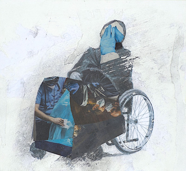 It Found Easy Prey in Our Elders II - Corona Diary, paper collage, 2020