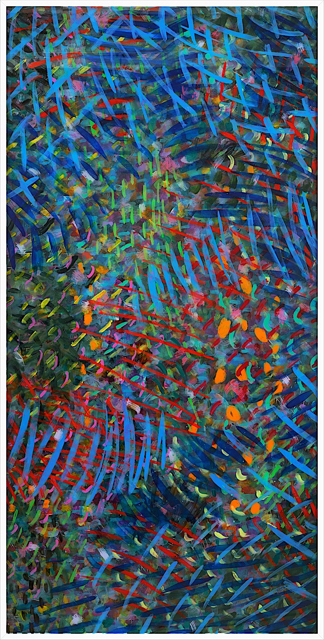 Time - Lines . acrylic on 2 ply plexiglass . 80 x 40 inches . 2022