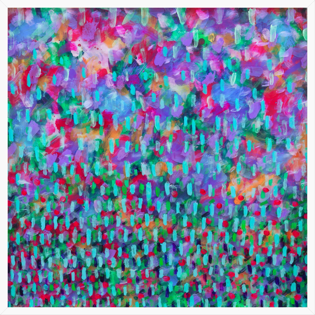 Beating the Devil's Wife . acrylic on acrylic . 3 x (31 X 31 inches) . 2020
