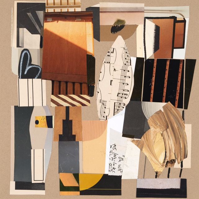 Remnants of the Future, 2025, Pastel and marker drawing on paper collage, 12 x 12 inches (framed)