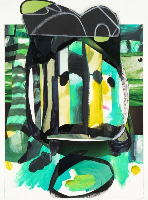 The Weather in Space, 2024, Acrylic paint, pencil and marker drawing on paper collage, 13.8 X 10.25 inches (framed)