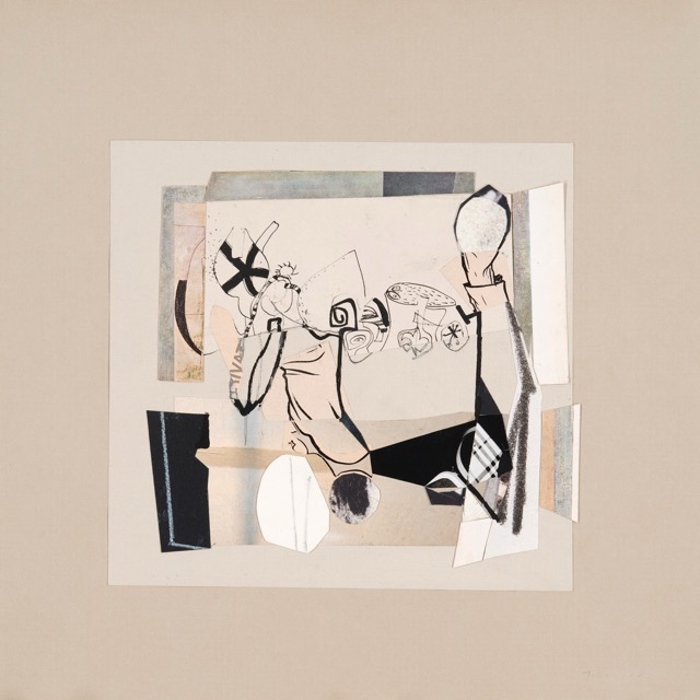 The Dust of Empires, 2025, Pencil and charcoal drawing and paper collage, 12 X 12 inches (framed)