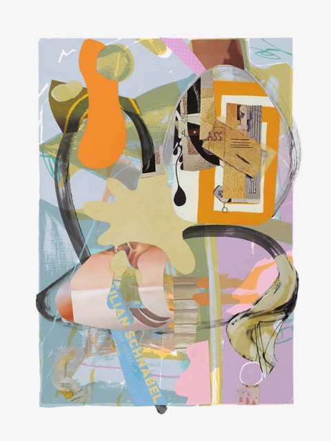 A Year of Kindness (Monday), 2019, acrylic and paper collage on lithograph, 35.5. X 28 inches (framed)