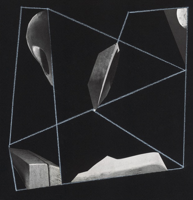 String Theory #2, 2019, Pencil drawing and paper collage, 11.75 X 11.25 inches (framed)