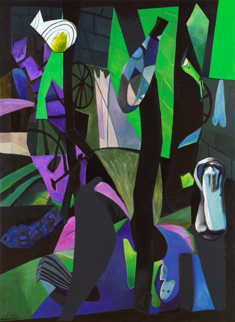 Origins of Inheritance (Mariupol), acrylic paint, archival ink and oil stick on canvas collage, 74 x 54 inches, 2023
