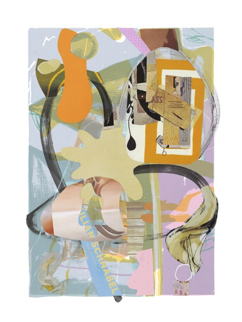 Une Semaine de Bont&eacute; Suite #1 (Monday/lundi), 30 x 22 inches, acrylic, paper collage on serigraph, 2019 
