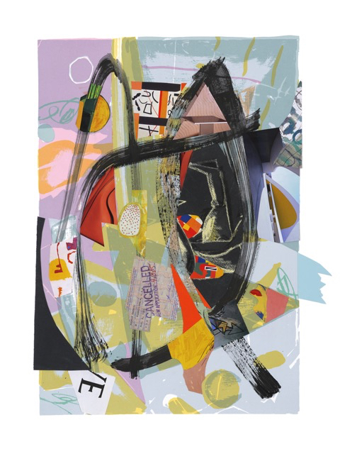 A Year of Kindness - April, 30 x 22 inches, acrylic, paper collage on serigraph, 2019 