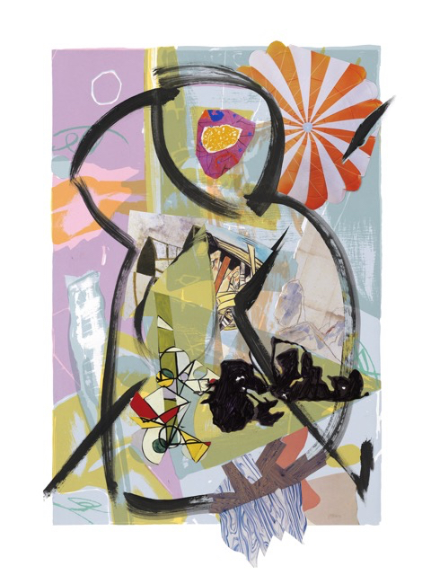 A Year of Kindness - July 30 x 22 inches, acrylic, paper collage on serigraph, 2019 