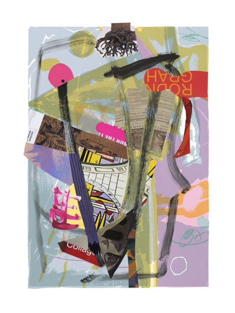 A Year of Kindness - October, 30 x 22 inches, acrylic, paper collage on serigraph, 2019 