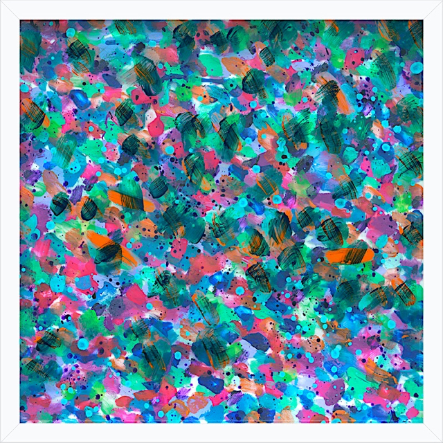 Molecular Theory, acrylic on acrylic, 3 x (17 X 17 inches), 2020