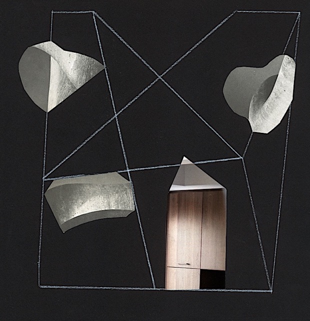 String Theory #3, paper collage, 11.75 x 11.25 inches, 2019