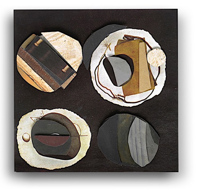 Four Descriptions of the Moon, relief paper collage, 11 x 10 inches, 2020