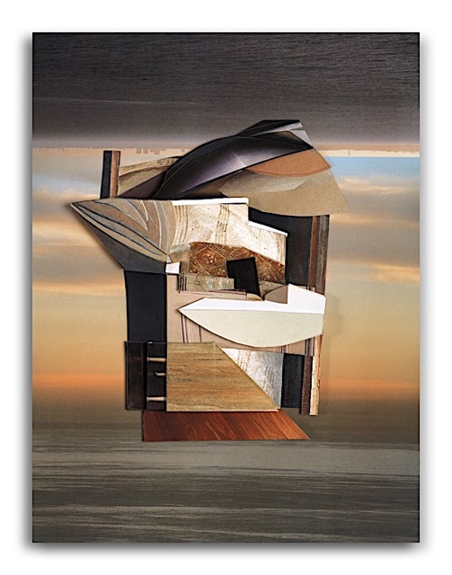 Shadowland (Study), 11.5 x 10.5 inches, relief paper collage, 2018