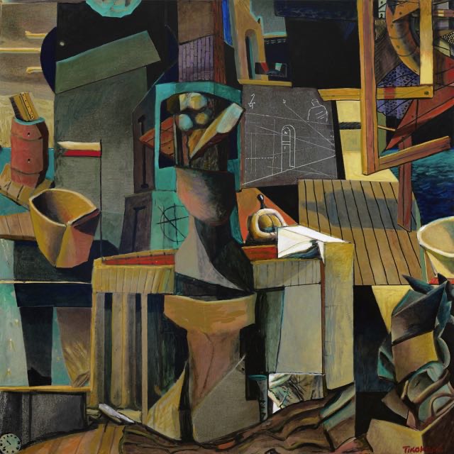 A Theory of Relativity, acrylic and oil on canvas, 60 x 56 inches, 2017