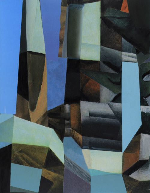 Kafkaesque Landscape, acrylic, oil and inkjet on canvas, 46 x 36 inches, March 2018