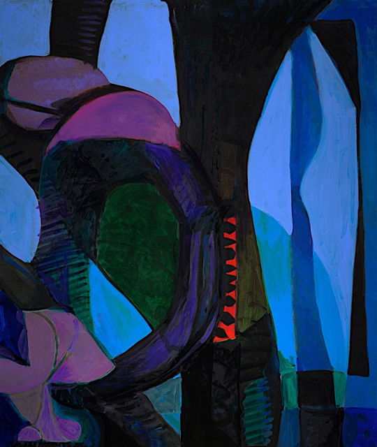 Midnight Line, oil and acrylic on canvas, 47.5 x 40 inches, 2019