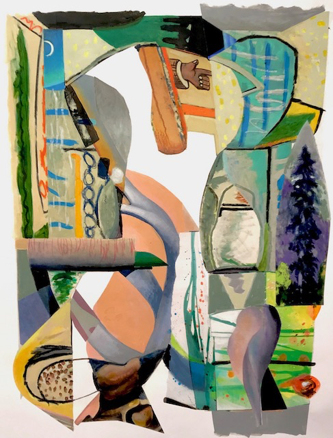 Terminus, acrylic oil stick injet on canvas, 62 x 44 inches, 2019