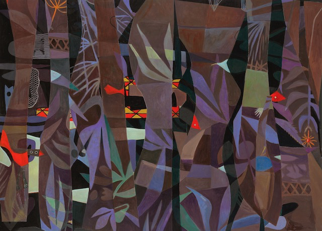 Consequence of the Night, oil, acrylic and inkjet on canvas, 48 x 67.25 inches, 2019