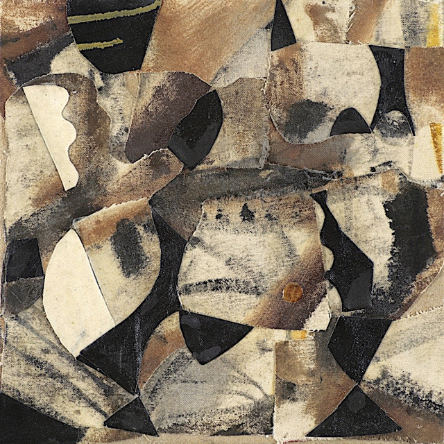 Sand Coloured, acrylic on canvas collage, 12 x 12 inches, 2019