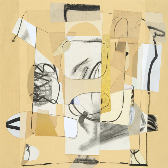 For the Eradication of Seemingly Incurable Sadness, paper collage and drawing 17 x 17 inches framed 2023