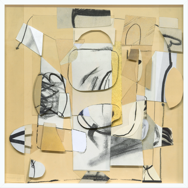For the Eradication of Seemingly Incurable Sadness II, paper Collage and drawing on plexi 31 x 31 inches framed 2022