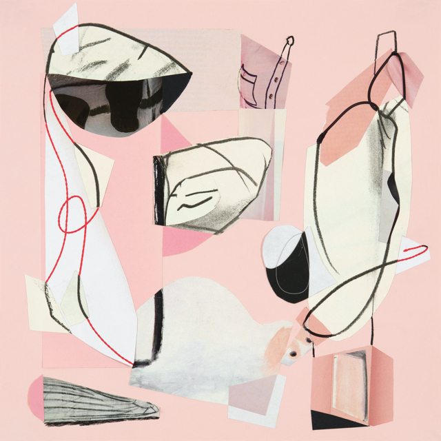 Guston Cha Cha, paper collage and drawing 17 x 17 inches framed 2022
