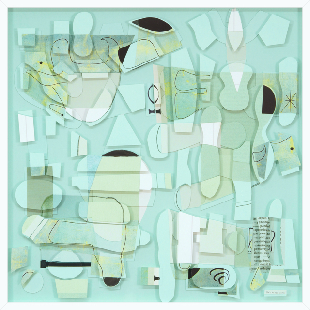 Summer Samba, paper collage on plexi 31 x 31 inches framed 2023
