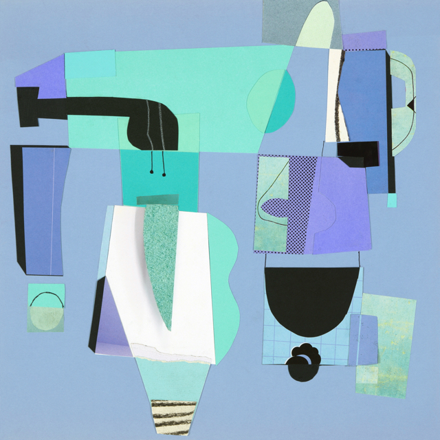 Wishbone, paper collage and drawing 19 x 19 inches framed 2023