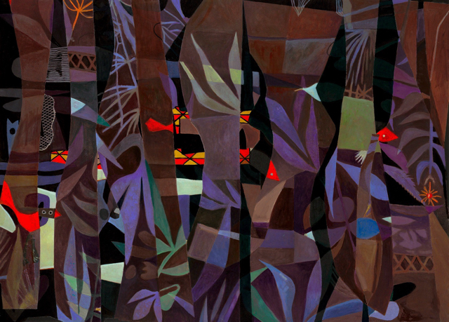 Consequences of the Night . acrylic and oil on archival digital print . 48 x 67.25 inches . 2019