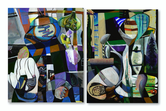 Pragmatic Utopia . acrylic and oil on archival print on canvas . 60 x 93.25 inches . 2022