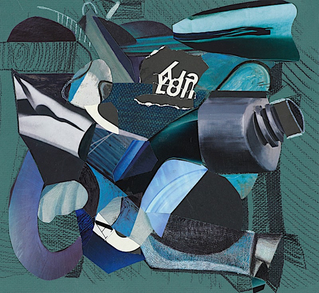 World Weary, paper collage and pencil on gray paper, 11.25 x 12.25 inches, July 2020